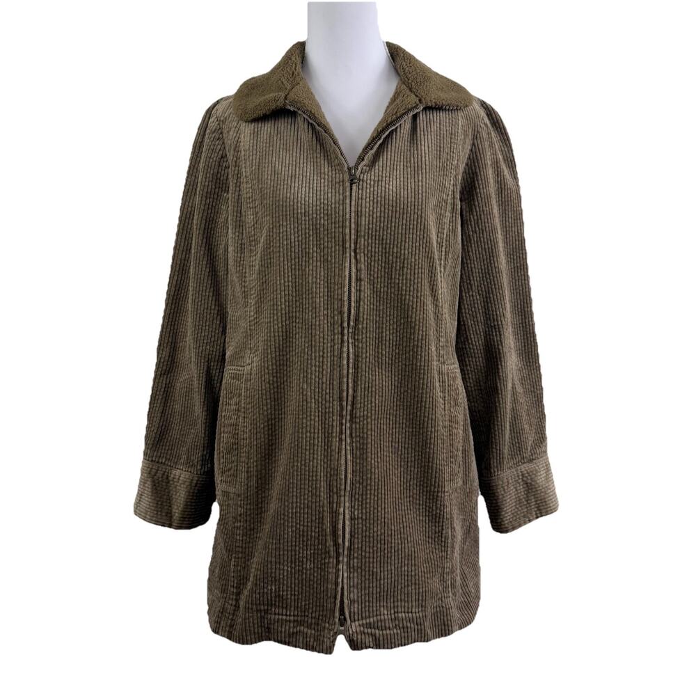 J. Jill Heritage Tumbled Cord Barn Coat Size XSP Brown Cotton Chore Long Line